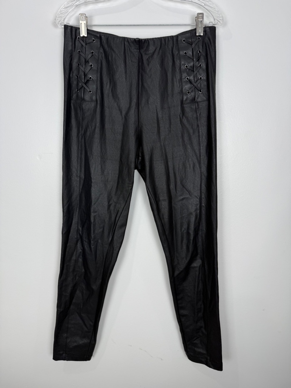 BCBGMaxAzria Black Faux Leather Lace-Up Men’s Pants